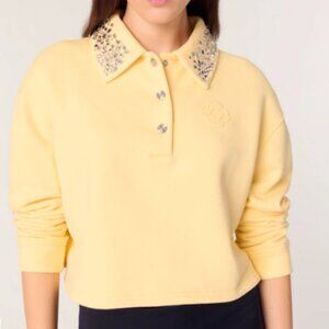 Women's new maje jewelry collar cropped sweater yellow size 2